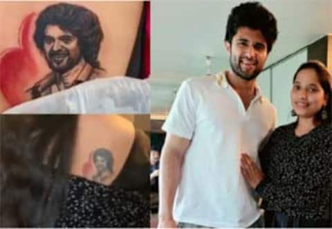 முதுகில் டாட்டூ குத்திய ரசிகையுடன் விஜய் தேவரகொண்டா நேரில் சந்திப்பு