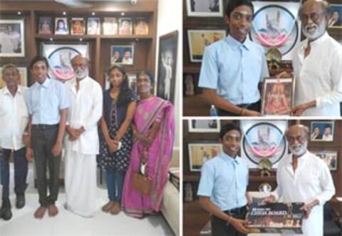 வாழ்த்து பெற்ற பிரக்ஞானந்தாவுக்கு ரஜினி கொடுத்த பரிசு