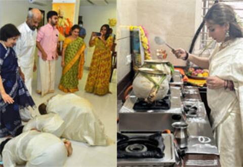 பெற்றோரிடம் மகன்களுடன் ஆசீர்வாதம் வாங்கிய ஐஸ்வர்யா ரஜினிகாந்த்