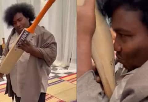 யோகிபாபுக்கு கிரிக்கெட் பேட் பரிசளித்த தோனி