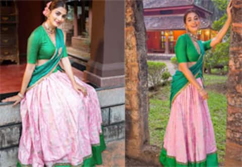 பாவாடை தாவணியில்….. பீஸ்ட் பூஜா ஹெக்டேவா இது ?