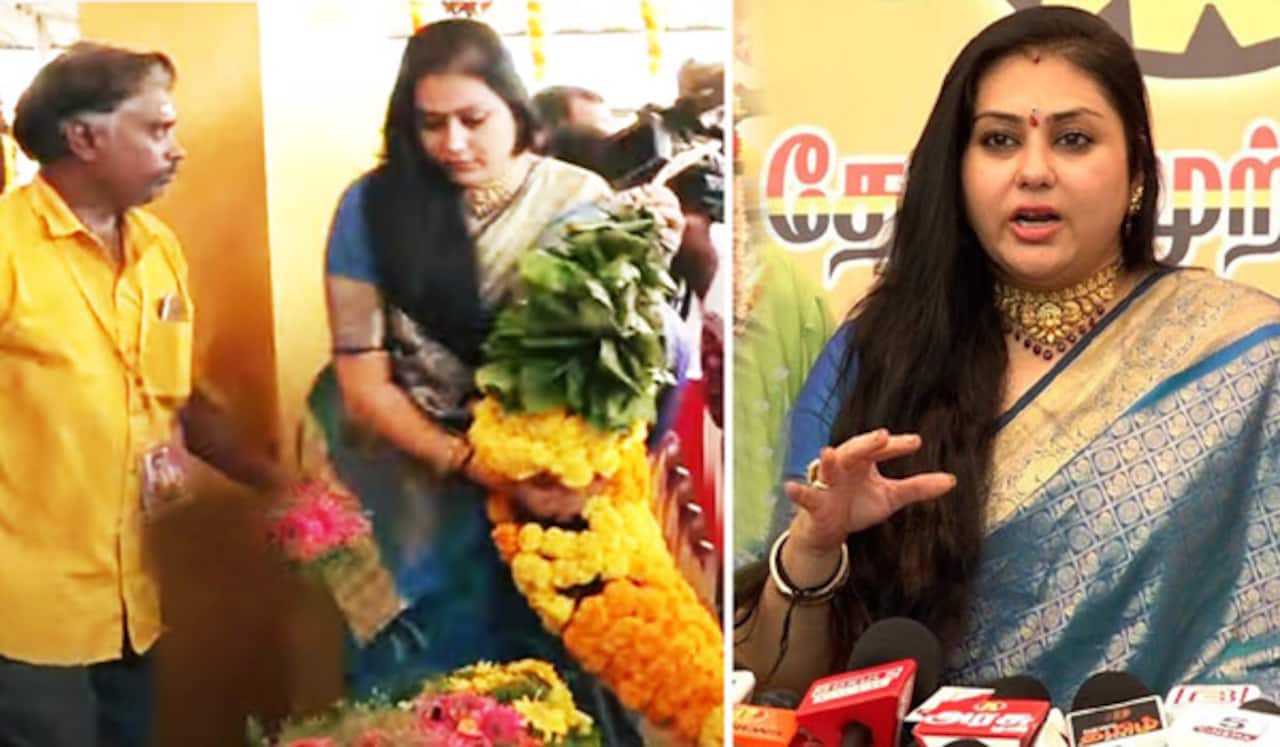 எனக்கு உயிர் கொடுத்தவர் விஜயகாந்த் : நினைவிடத்தில் நமீதா உருக்கம்