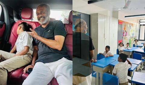 பள்ளிக்கு போகாமல் அடம்பிடித்த பேரன் : அன்போடு கூட்டிட்டு போன தாத்தா ரஜினி