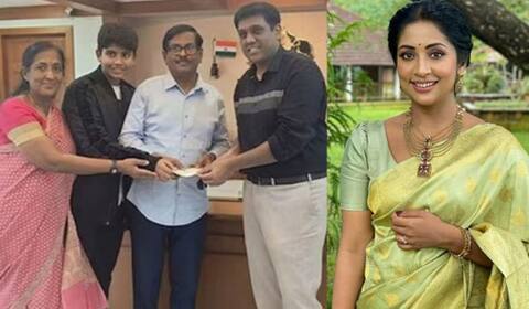 பெற்றோர், மகன் மூலம் நிவாரண நிதி வழங்கிய நவ்யா நாயர் : விமர்சித்தவர்களுக்கு பதிலடி