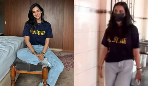 மாஸ்க் அணிந்தபடி கோட் படம் பார்க்க சென்ற மீனாட்சி சவுத்ரி
