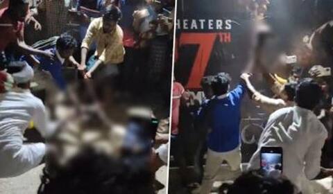 தேவரா ரிலீஸ்: ஆடு பலியிட்டு ரத்த அபிஷேகம் செய்த ஜுனியர் என்டிஆர் ரசிகர்கள்