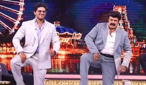 பாலகிருஷ்ணா ரியாலிட்டி ஷோவில் துல்கர் சல்மான் : சர்ப்ரைஸ்  கொடுத்த மம்முட்டி