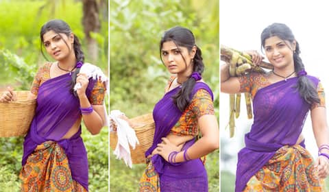 பாவாடை தாவணியில் மான்யா ஆனந்த் கியூட் கிளிக்ஸ்