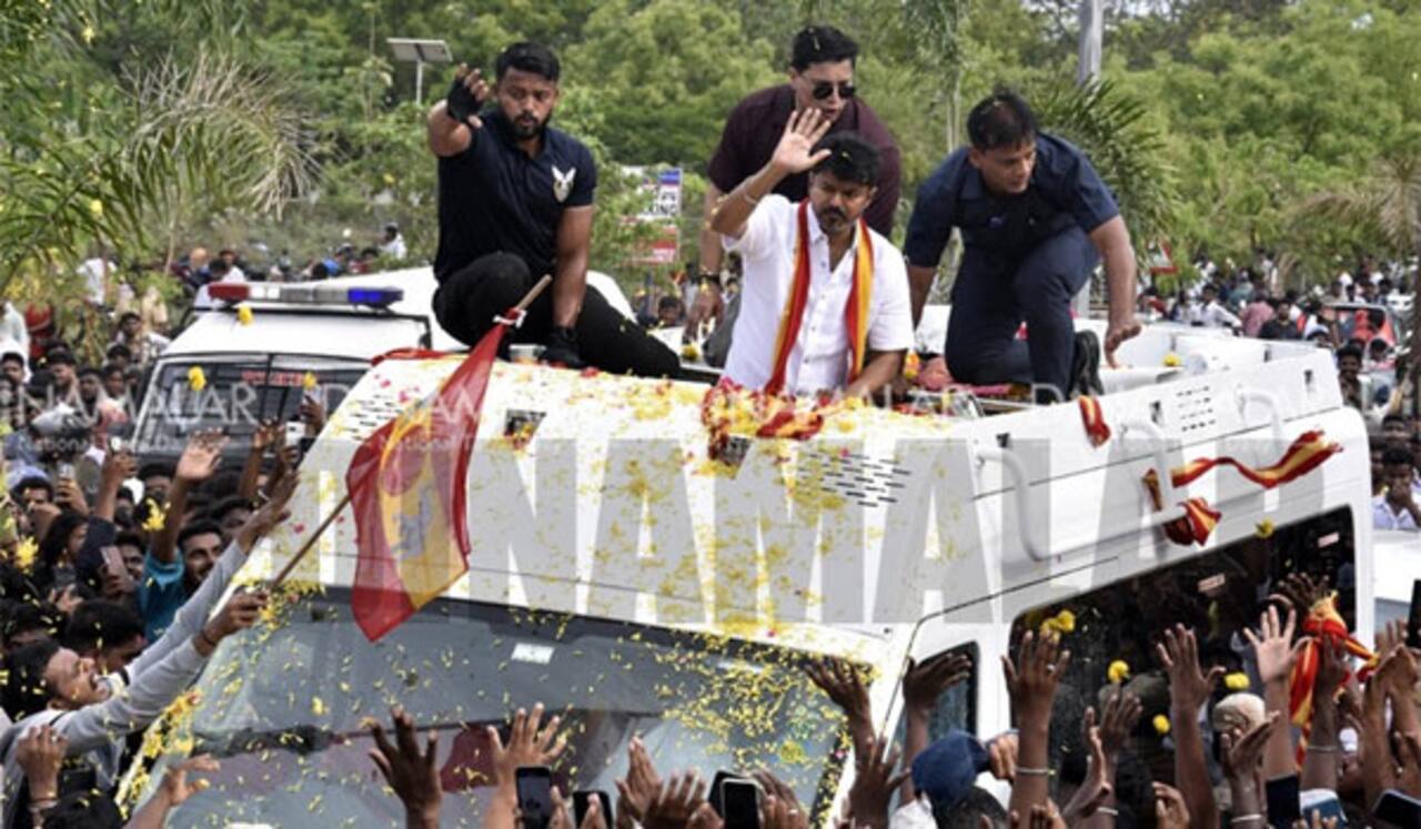மதுரையில் விஜய்க்கு உற்சாக வரவேற்பு : பின்தொடராதீங்கனு சொல்லியும் கேட்காத ரசிகர்கள்