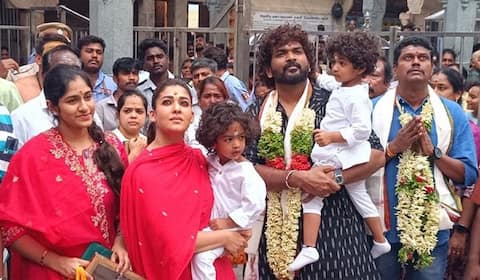 பழனி முருகன் கோவிலில் குடும்பத்துடன் சாமி தரிசனம் செய்த விக்னேஷ் சிவன் - நயன்தாரா