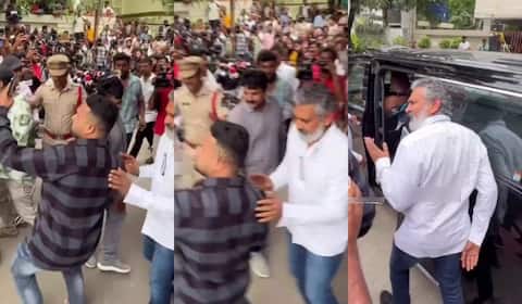 துக்க வீட்டில் செல்பி எடுக்க முயன்ற ரசிகரை திட்டி தள்ளிவிட்ட ராஜமவுலி