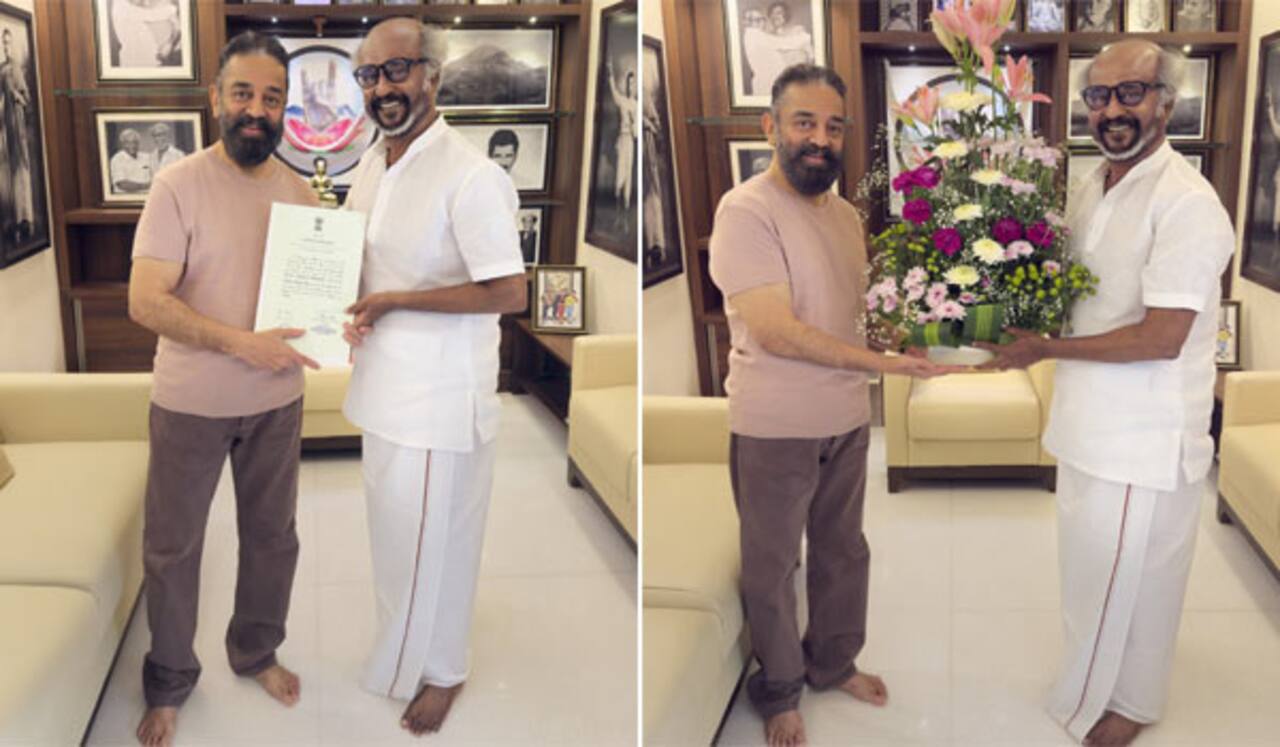 ‛புதிய பயணம்... : ரஜினியை நேரில் சந்தித்து வாழ்த்து பெற்ற கமல்ஹாசன்