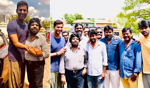 விஷாலின் மகுடம் படப்பிடிப்புக்குச் சென்று வாழ்த்திய டி ராஜேந்தர்