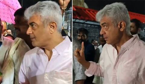 கோயிலில் தல…தல என்ற ரசிகர்கள்: வேண்டாம் என சைகை செய்த அஜித்