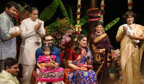 பேரன், பேத்திக்கு ஆன்மிக பெயர் சூட்டி மகிழ்ந்த சிரஞ்சீவி
