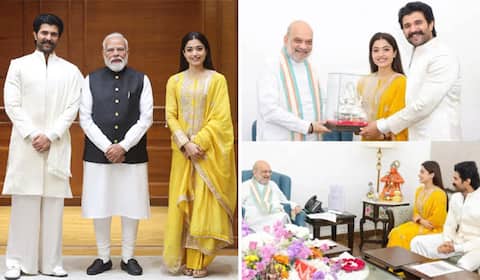 மோடி, அமித்ஷாவிடம் வாழ்த்து பெற்ற விஜய் தேவரகொண்டா, ராஷ்மிகா