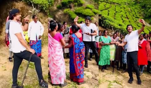 மூணாறு தேயிலைத் தோட்ட தொழிலாளர்களுடன் நடனமாடிய விக்ரம்