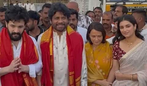 லெனின் வெற்றிக்காக மகனுடன் திருப்பதி தரிசனம் செய்த நாகார்ஜுனா
