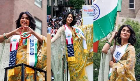 நியூயார்க்கில் நடைபெற்ற இந்திய சுதந்திர தின அணிவகுப்பில் பங்கேற்ற பூஜா ஹெக்டே