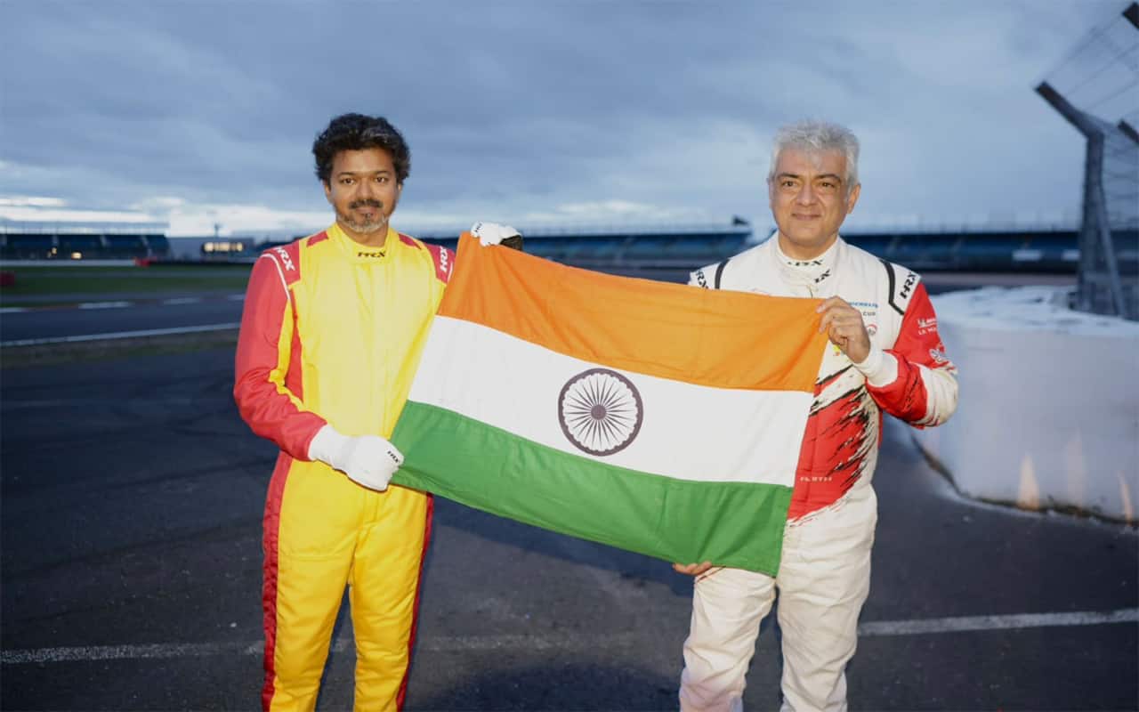 மூவர்ணக் கொடியுடன் முதல்வர் விஜய், அஜித்