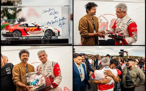 அஜித்துக்கு மினியேச்சர் ரேஸ் கார் பரிசளித்த முதல்வர் விஜய்