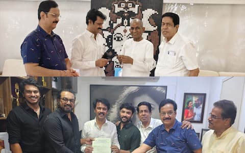 இளையராஜா, சரத்குமாரை சந்தித்த எழுத்தாளர் சங்கத்தினர்