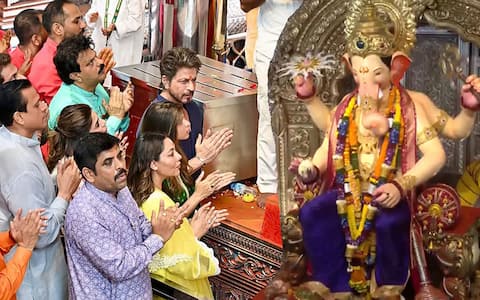 விநாயகர் கோவிலில் ஷாருக்கான் குடும்பத்துடன் வழிபாடு
