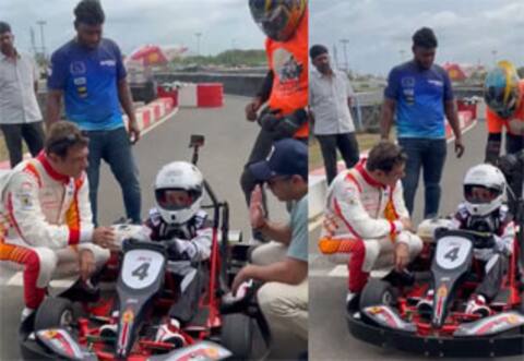 ரேஸ் காரை ஓட்டும் அஜித்தின் மகன் ஆத்விக்! வைரலாகும் வீடியோ!!