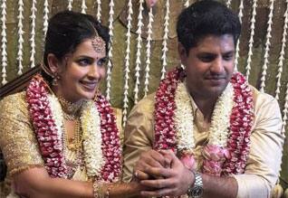கிரிக்கெட்டர் ஸ்ரீகாந்த் மகன் அனிருத்தா உடன் நடிகை சம்யுக்தா திருமணம்