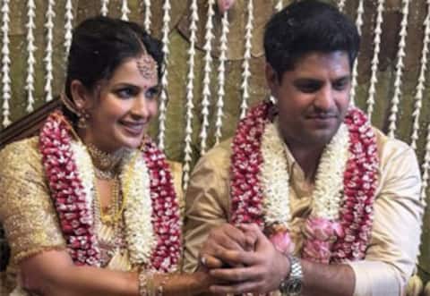 கிரிக்கெட்டர் ஸ்ரீகாந்த் மகன் அனிருத்தா உடன் நடிகை சம்யுக்தா திருமணம்