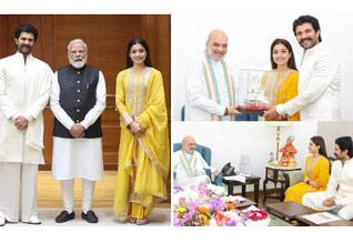 மோடி, அமித்ஷாவிடம் வாழ்த்து பெற்ற விஜய் தேவரகொண்டா, ராஷ்மிகா