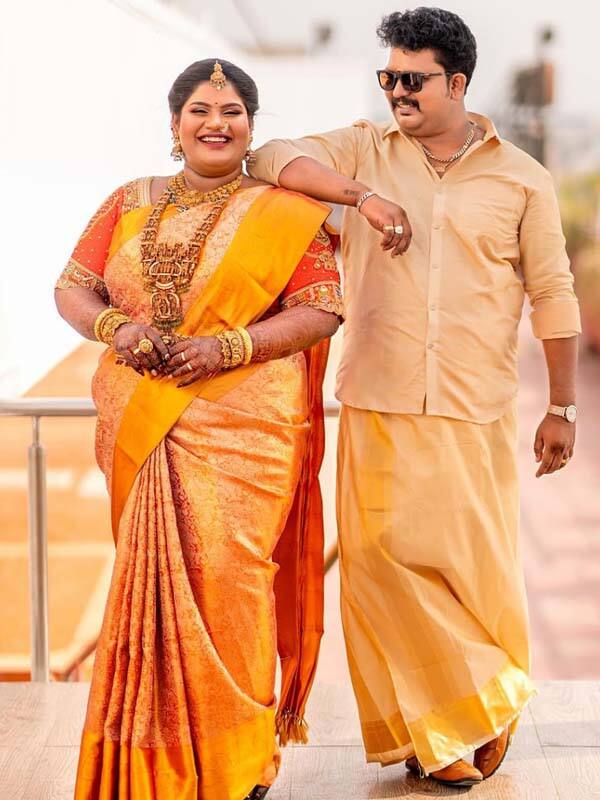 தங்கத்தால் இழைக்கப்பட்ட ரோபோ சங்கர் மகளின் திருமண புடவை !