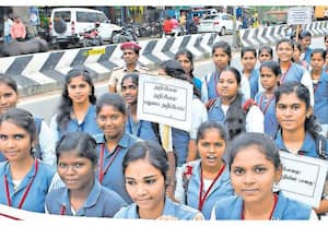  தேனியில் போதைப்பொருள் தடுப்பு விழிப்புணர்வு ஊர்வலம் நடந்தது