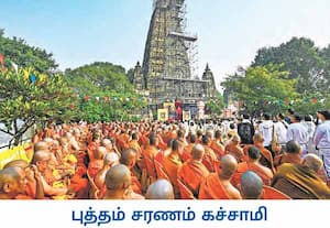 பீஹார் மாநிலம் புத்தகயாவில் உள்ள மஹாபோதி கோவில் கோபுரத்தில், 12 ...