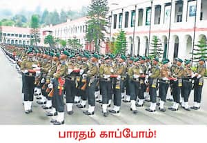 நீலகிரி மாவட்டம், குன்னூர் வெலிங்டன் ராணுவ பயிற்சி மையத்தில், பயிற்சியை ...