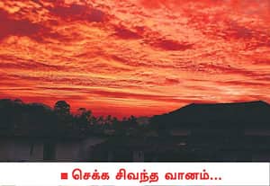 பந்தலூர் பகுதியில் அந்திசாயும் வேளையில், ஆதவனின் செங்கதிர்கள் நீல ...