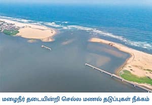 சென்னை அடையாறு ஆறு கடலில் கலக்கும் முகத்துவாரம் பகுதியில் தேங்கியிருந்த ...