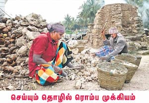 பொங்கல் பண்டிகைக்காக உடுமலை ஆலாம்பாளையத்தில் உள்ள சூளையில் சுண்ணாம்பு ...