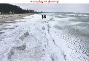 ஐரோப்பாவில் வீசும் கடும் குளிர்காலக் காற்றினால் பால்டிக் கடலின் ...