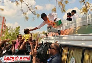 காரைக்குடியில் தேர்தல் பிரசாரம் செய்த அண்ணாமலையிடம் ஆசி பெற்ற ...