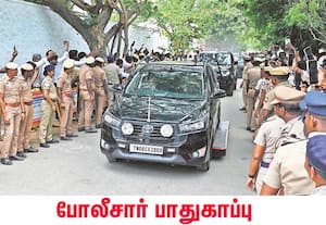 தவெக தலைவர் விஜய், அவரது கட்சியின் தலைமை அலுவலகத்திற்கு காரில் வந்த ...