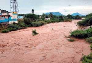 கிருஷ்ணகிரி மாவட்டத்தில் பெய்த கன மழையால், அஞ்செட்டி தொட்டல்லா ஆற்றில் ...