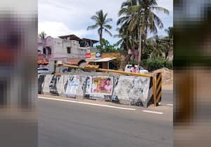 ராமேஸ்வரம் செல்லும் தேசிய நெடுஞ்சாலையில் உள்ள சிக்னல் கம்பம் சாய்ந்த ...