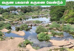 பருவமழை பெய்யாததால் நீர்வரத்து சரிந்து அமராவதி ஆற்றில் பாறைகளில் ...