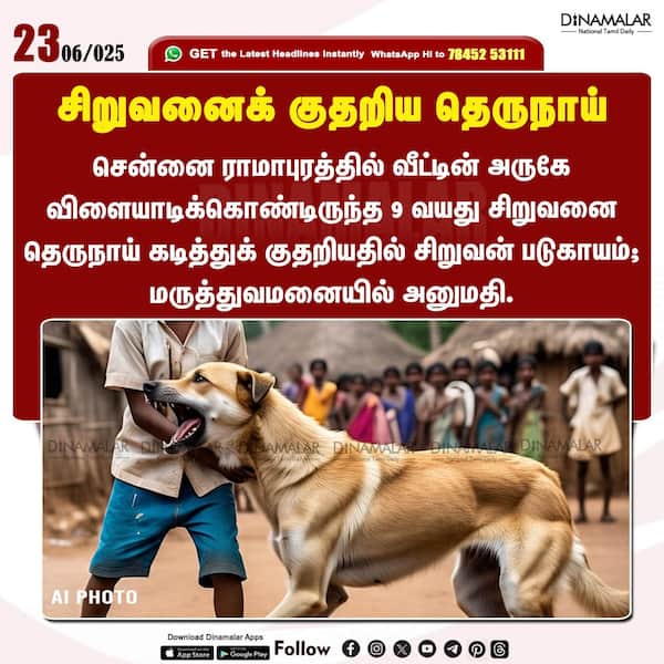 சிறுவனைக் குதறிய தெருநாய் 