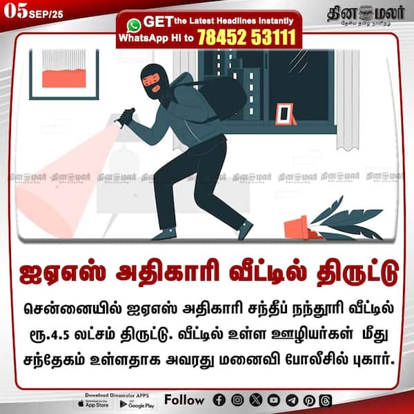 ஐஏஎஸ் அதிகாரி வீட்டில் திருட்டு 