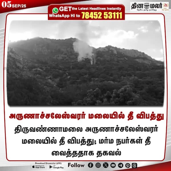 அருணாச்சலேஸ்வரர் மலையில் தீ விபத்து 