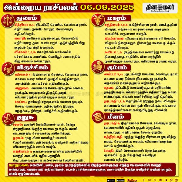 இன்றைய ராசிபலன்[06.09.2025] 