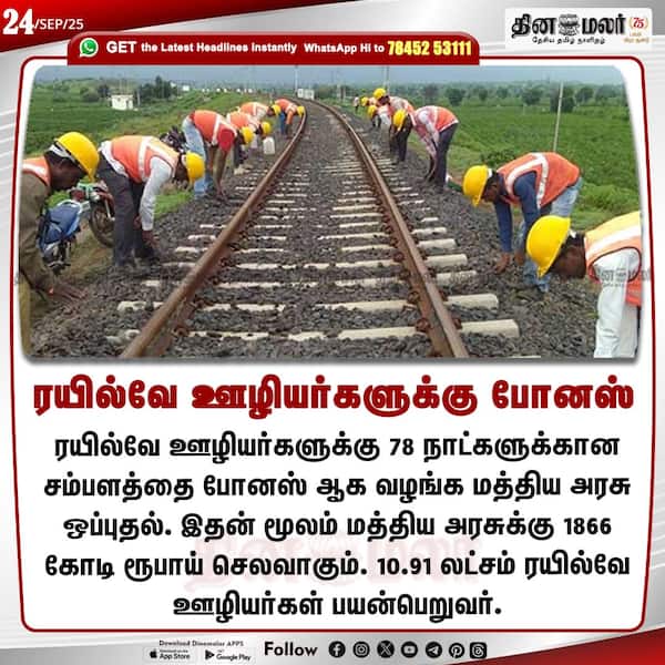 ரயில்வே ஊழியர்களுக்கு போனஸ் 