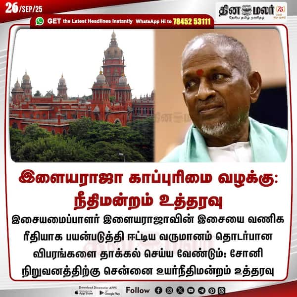 இளையராஜா காப்புரிமை வழக்கு: நீதிமன்றம் உத்தரவு